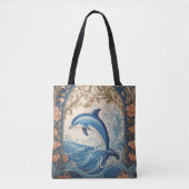 Elegante springdolfijn William Morris geïnspireerd Tote Bag (Voorkant)