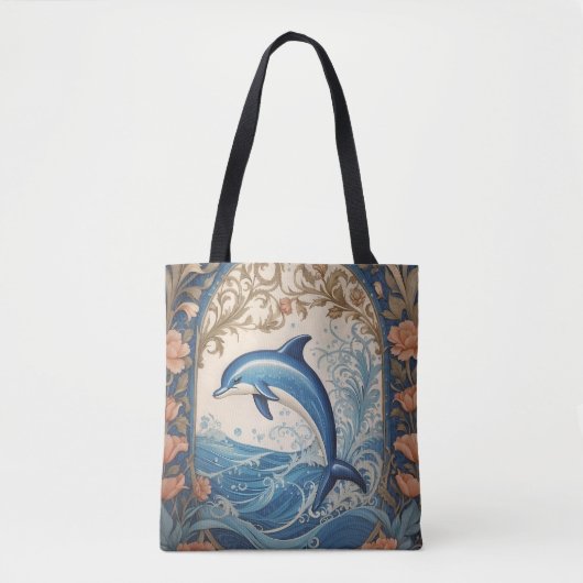 Elegante springdolfijn William Morris geïnspireerd Tote Bag (Voorkant)