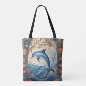 Elegante springdolfijn William Morris geïnspireerd Tote Bag (Achterkant)