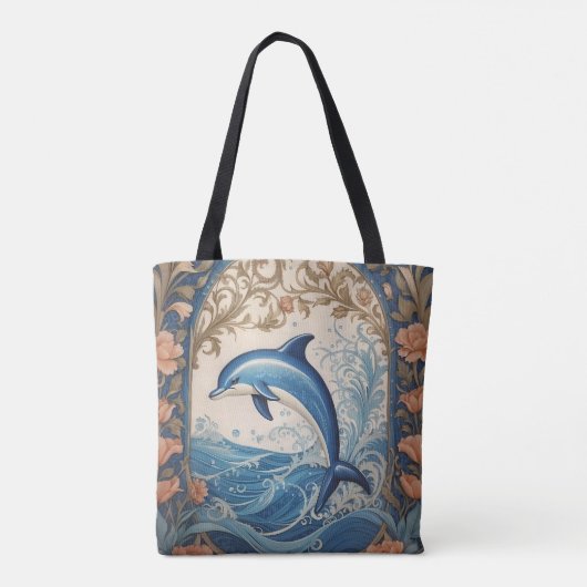 Elegante springdolfijn William Morris geïnspireerd Tote Bag (Achterkant)
