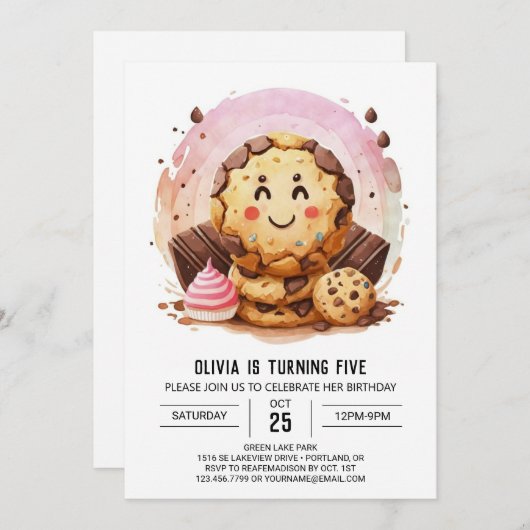 Elegante Sprinkles Girly Cookies Verjaardag Kaart (Voorkant / Achterkant)