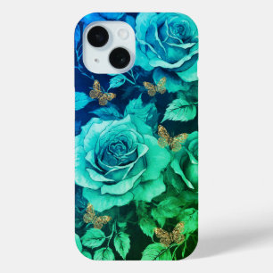 Elegante sprookjesachtige Rozen en vlinders iPhone 15 Case