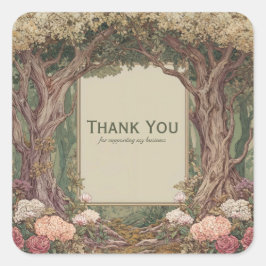 Elegante Sprookjesbos Boom Boog Roze Bloemen Vierkante Sticker