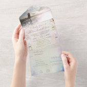 Elegante Sprookjesbos Krans Foto Bruiloft Alles All In One Uitnodiging (Afscheurbaar)