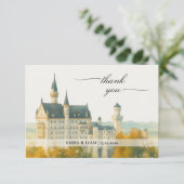 Elegante Sprookjeskasteel Bruiloft Bedankkaart (Staand voorkant)
