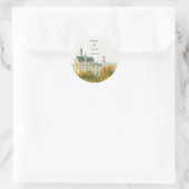 Elegante Sprookjeskasteel Bruiloft Ronde Sticker (Tas)