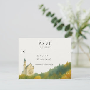 Elegante Sprookjeskasteel Bruiloft RSVP Kaartje