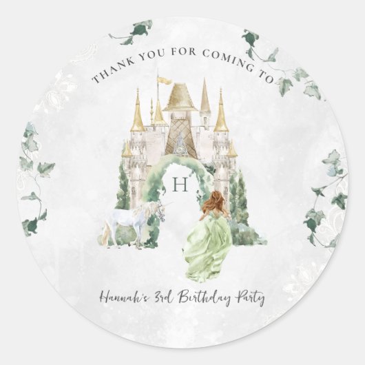 Elegante sprookjesprinses | Verjaardagsfeestje Ronde Sticker (Voorkant)