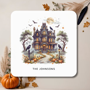 Elegante Spukachtige Manor Halloween Vierkante Sticker