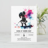 Elegante Spy Ninja Digitale Meisje Verjaardag Kaart (Staand voorkant)