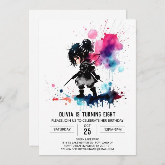 Elegante Spy Ninja Digitale Meisje Verjaardag Kaart (Voorkant / Achterkant)