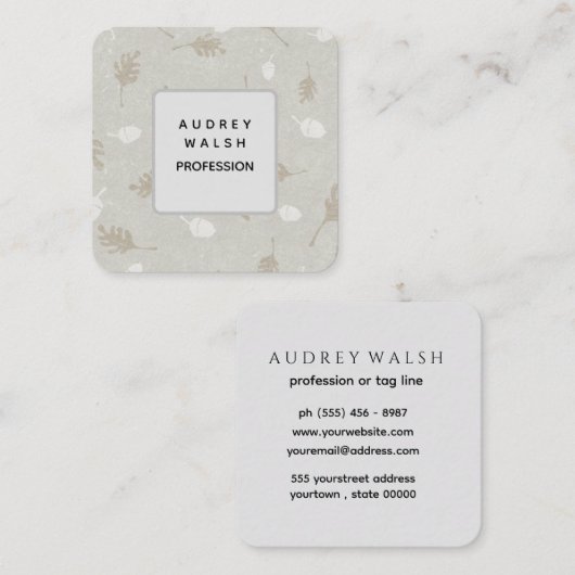 Elegante Square Visitekaartje Design ondernemers (Voorkant / Achterkant)