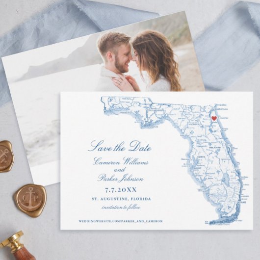 Elegante St. Augustine Florida bruiloft marine kaa Save The Date