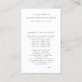 Elegante St. Francis Fotogebed Kaart Visitekaartje (Achterkant)