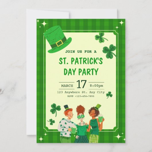 Elegante St. Patrick's Day-feestuitnodiging Kaart (Voorkant)