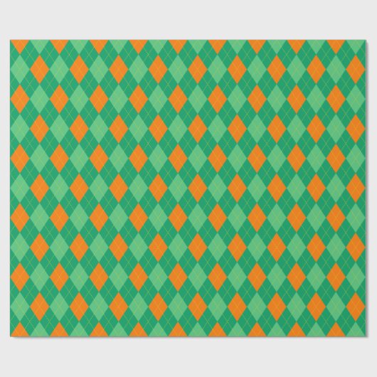 Elegante St Patrick's Day Green & Oranje Argyle Cadeaupapier (Vlak)