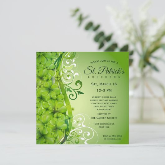 Elegante St. Patrick's Day-klaver en -krullen Kaart (Staand voorkant)