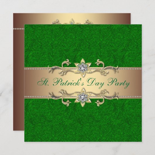 Elegante St. Patrick's Day Party Uitnodiging groen (Voorkant / Achterkant)