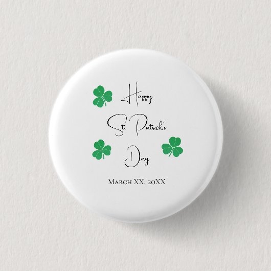 Elegante St. Patrick's Day Shamrock Ronde Button 3,2 Cm (Voorkant)