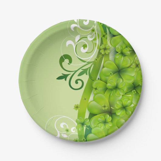 Elegante St. Patrick's Day Shamrocks en Scrolls Papieren Bordje (Voorkant)