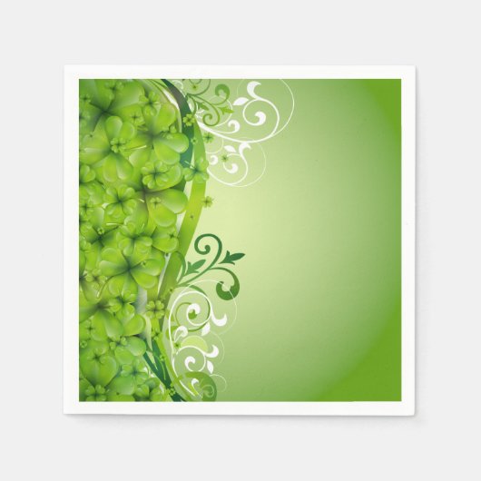 Elegante St. Patrick's Day Shamrocks en Scrolls Servet (Voorkant)