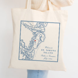 Elegante St. Simons Island Georgia Marine Kaart Br Tote Bag