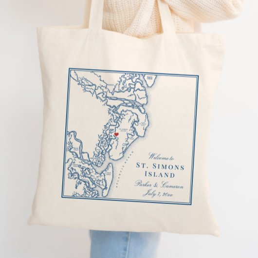 Elegante St. Simons Island Georgia Marine Kaart Br Tote Bag