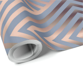 Elegante staalblauw en zandkleurig modern chevron cadeaupapier