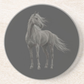 Elegante staande palomino paard krijt kunst steen zandsteen onderzetter