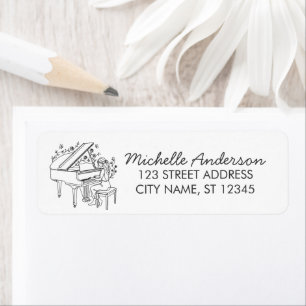 Elegante Staande Piano met Bloemen Retouradres Etiket