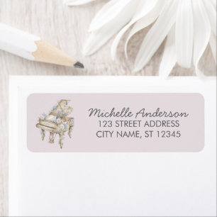 Elegante Staande Piano met Bloemen Retouradres Etiket