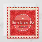 Elegante  Stamp Style Valentijnsdag Feestdagenkaart (Voorkant)