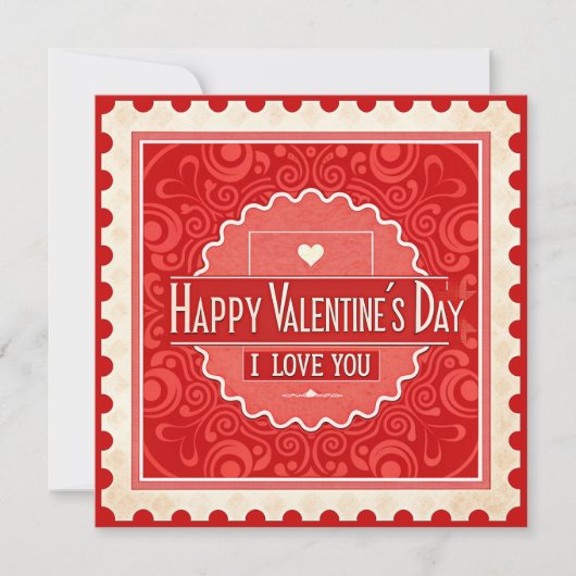 Elegante  Stamp Style Valentijnsdag Feestdagenkaart (Voorkant)