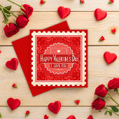 Elegante  Stamp Style Valentijnsdag Feestdagenkaart