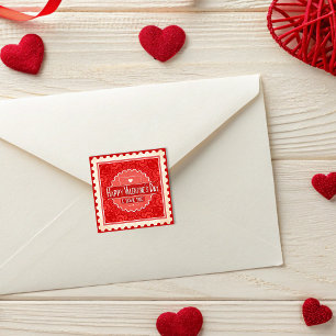 Elegante  Stamp Style Valentijnsdag Sticker