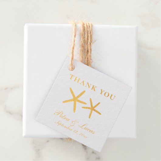 Elegante Starfish strand bruiloft Folie Bedankjes Labels (Met doos)
