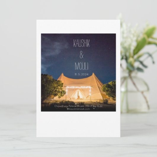 Elegante Stargazing Tent bruiloft uitnodiging Kaar (Staand voorkant)