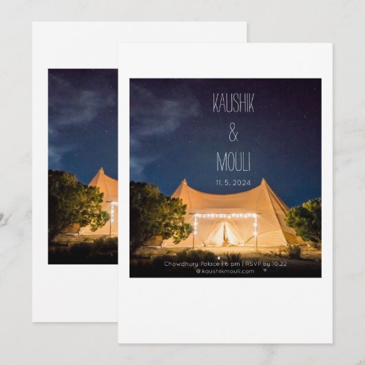 Elegante Stargazing Tent bruiloft uitnodiging Kaar (Voorkant / Achterkant)