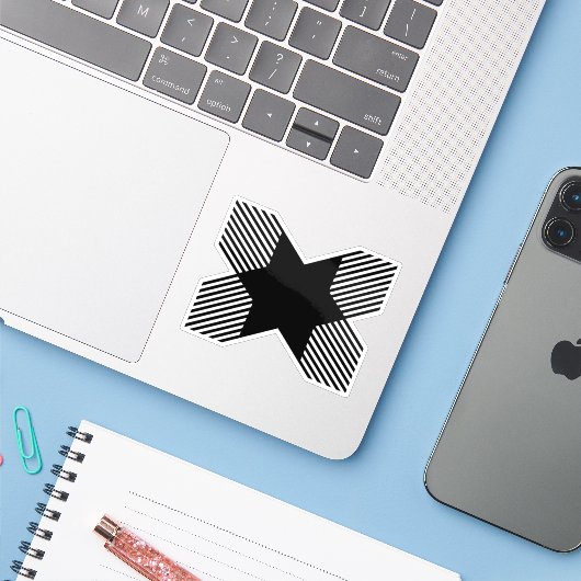Elegante start met letter X monogram Sticker (Laptop met iPhone)