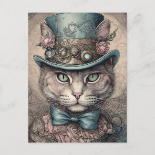 Elegante Steampunk Kat Briefkaart