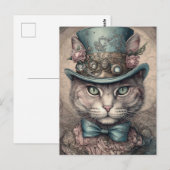 Elegante Steampunk Kat Briefkaart (Voorkant / Achterkant)