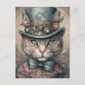 Elegante Steampunk Kat Briefkaart (Voorkant)