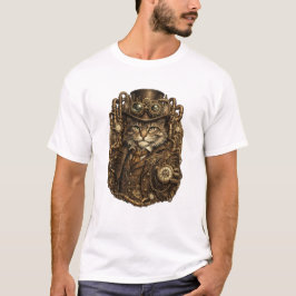 Elegante Steampunk Kat | Victoriaans Mechanisch T-shirt