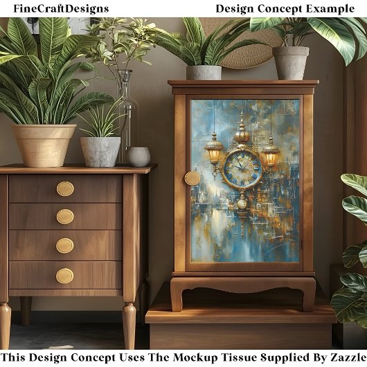 Elegante Steampunk Klok & Lantaarns A8 Decoupage Tissuepapier
