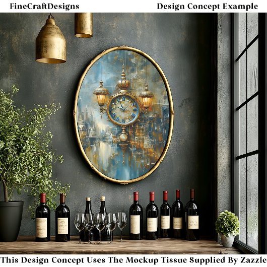 Elegante Steampunk Klok & Lantaarns A8 Decoupage Tissuepapier