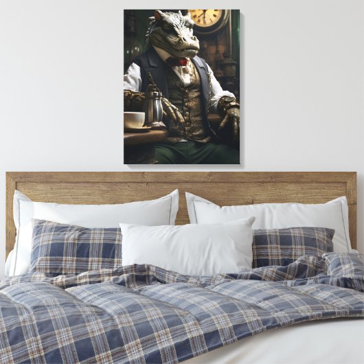 Elegante Steampunk Krokodil Klok Maker Krokodil Canvas Afdruk (Insitu (Slaapkamer))