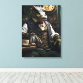 Elegante Steampunk Krokodil Klok Maker Krokodil Canvas Afdruk (Insitu (Houten vloer))
