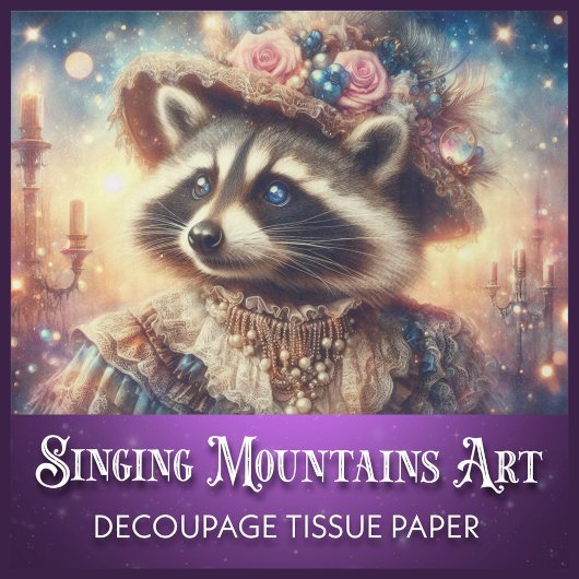Elegante  Steampunk Lady Raccoon Decoupage Tissuepapier