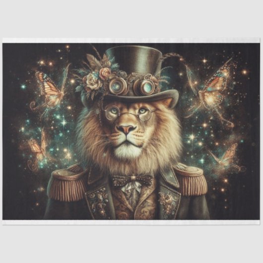 Elegante Steampunk Lion Decoupage Tissuepapier (Voorkant)