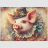 Elegante Steampunk Pig Portret Decoupage Tissuepapier (Voorkant)